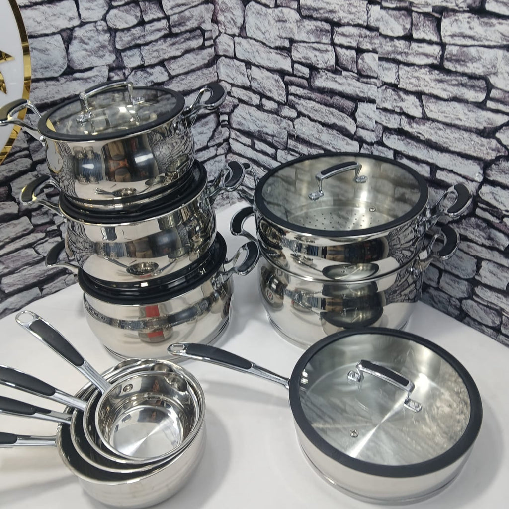 Pack Inox Luxe 15 Pièces + Couscousier 6 Litr