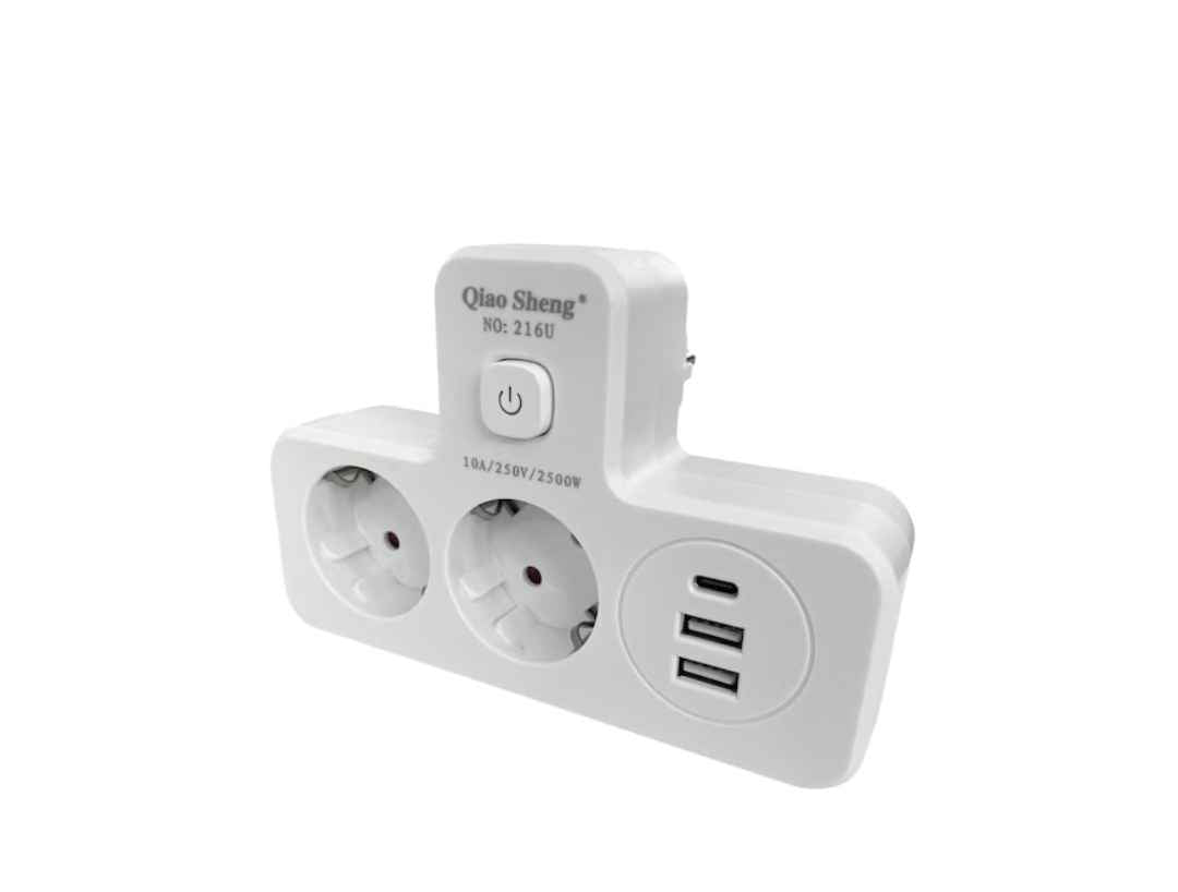 Fiche Multiprise avec 2USB et type-C