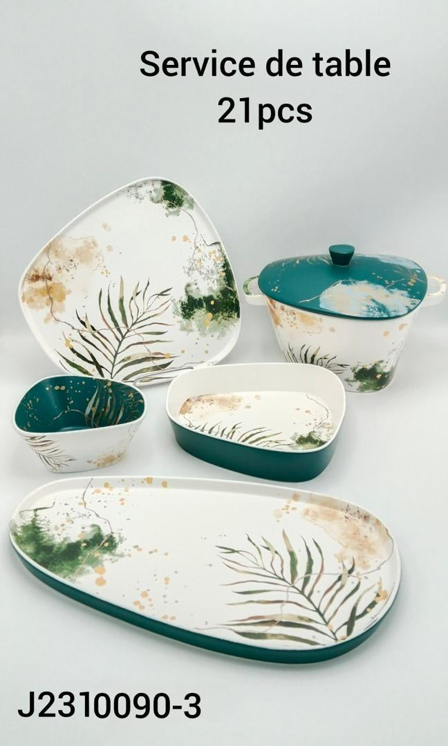 Service À Table 21 Pièce Bage et verre Ebili
