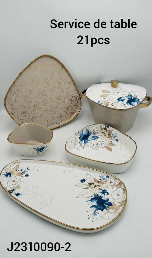 Service À Table 21 Pièce Bage et verre Ebili